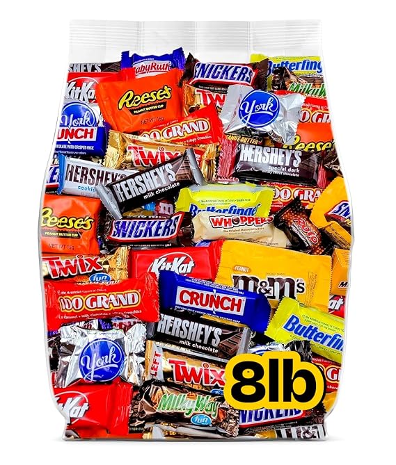 Halloween Chocolate Bulk Candy Variety Pack 8lb - Bulk Halloween Candy Individually Wrapped - Assorted Chocolate Candy for Trick or Treat, Party Favors, Goodie Bags, Pinatas and Office Snacks - 8 Pound Box of Candy