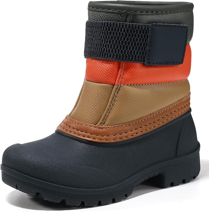 festooning Boys Girls Winter Snow Boots Waterproof Outdoor Warm Liner Non-Slip Elastic Band Shoes for Toddler/Little Kid/Big Kid