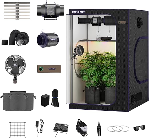 Auto Grow Tent Kit, Black 48"x48"x80", Smart Plant System, WiFi-Controlled Grow System with Full Spectrum LED Grow Light, Automatic Ventilation, with Temperature and Humidity (Black, 48"x48"x80")