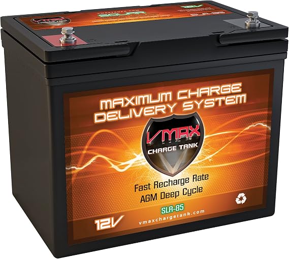 Vmaxtanks VMAX SLR85 AGM Deep Cycle 12 Volt 85Ah SLA rechargeable Battery for Use with Pv Solar Panels, Smart chargers wind Turbine and Inverters
