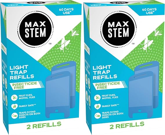 2X Refills for LED Light Trap, 24/7 Protection from Flies, Gnats and Moths, Indoor Protection, Insecticide-Free, Child-, Pet-, and Plant-Friendly, Odourless, No Residue, Pack of 4 Refills