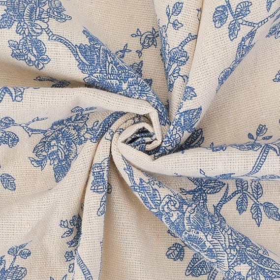 160cm 100cm Flower Cotton Fabric Bundles Linen Canvas Blend Soft Flowers Pattern White Floral Rectangle Fabric for Sewing Making Clothing Quilting Home Decor Cloth Accessories Diy Craft
