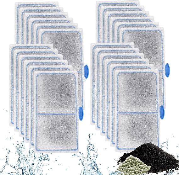 24 Pack Filter Cartridges Compatible with EF-S Element and BF5 BETTAFLO Filter, Thickened Fish Tank Replacement Filters Cartridge with Zeolite