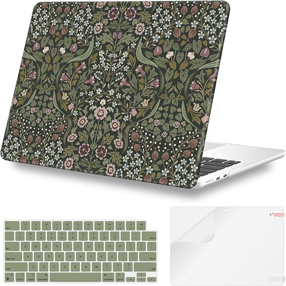 iLeadon for MacBook Air 13.6 Inch Case M4 M3 M2 A3240 A3113 A2681 | Protective Hard Shell Case Cover for MacBook Air 2025 2024-2022, Scratch Resistant Design with Vintage Floral Style
