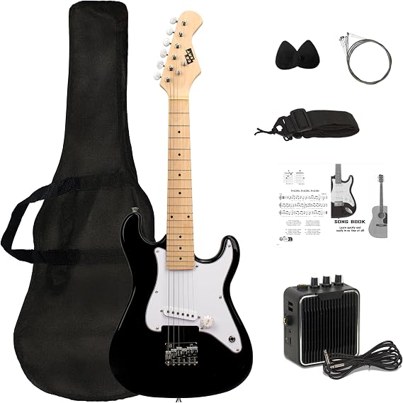 32 Inch Kids Electric Guitar Beginner Kit, Junior Size Mini Electric Guitar for Children with 5W Amplifier and Guitar bag, Unisex (Black)
