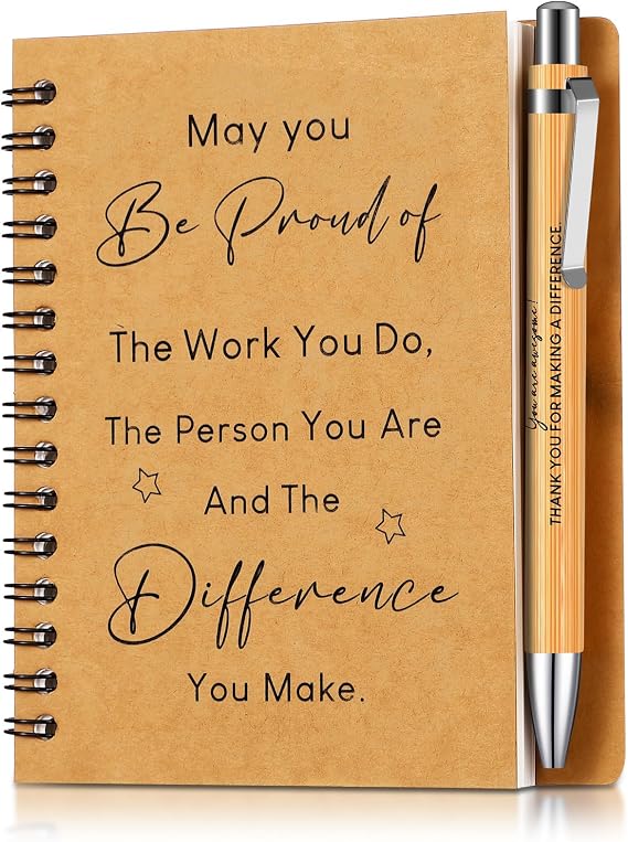 Dianelhall 2 Pcs Thank You Gifts for Colleagues Sorry Your Leaving Teacher Gifts for Women May You Be Proud of Inspirational Notebook Ballpoint Pen Appreciation Presents for Graduation