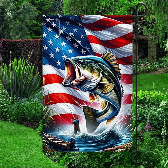 FLAGWIX American Bass Fishing Flag, 11.5 x 17.5 in Garden Flag
