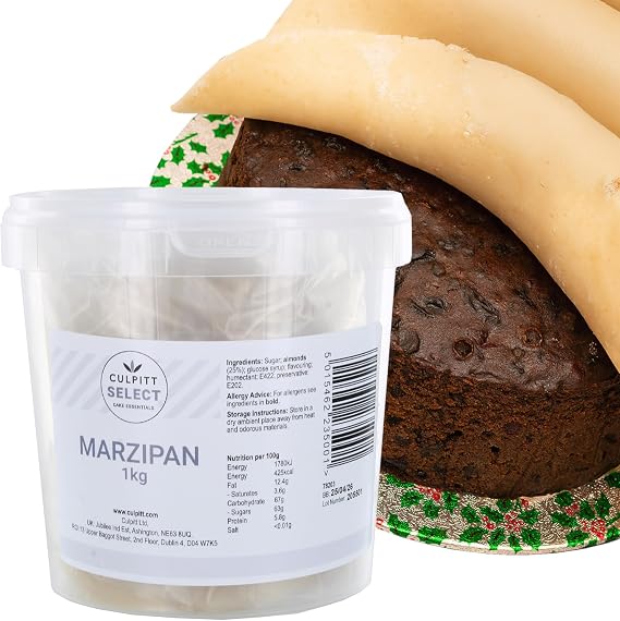 Culpitt Ready To Roll Marzipan Icing | 1kg | For Cakes, Treats, Easter, Christmas | Resealable Pack