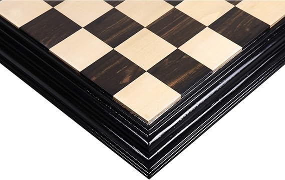 Royal Chess Mall - 21" Ebony & Maple Wood Luxury Chess Board with Carved Border- 57 mm Square