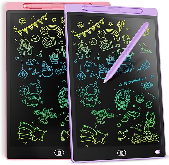 [2 Pack] Genialba 8.5 inch LCD Writing Tablet Colorful Screen Drawing Board Toddler Toys Learning Educational Toys Gifts for Birthday Christmas, for 2 3 4 5 6 7 Year Old Boys Girls, (Pink&Purple)