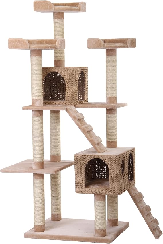 PetPals Group Multi-Level Paper Rope, Fleece and Sisal Towers