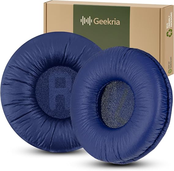 Geekria QuickFit Leatherette Replacement Ear Pads Compatible with JBL JR 300/ 300BT, T450BT, T500BT, Tune 500/ 500BT/ 510BT/ 520BT Headphones, Ear Cushions with Video Guide (Blue)