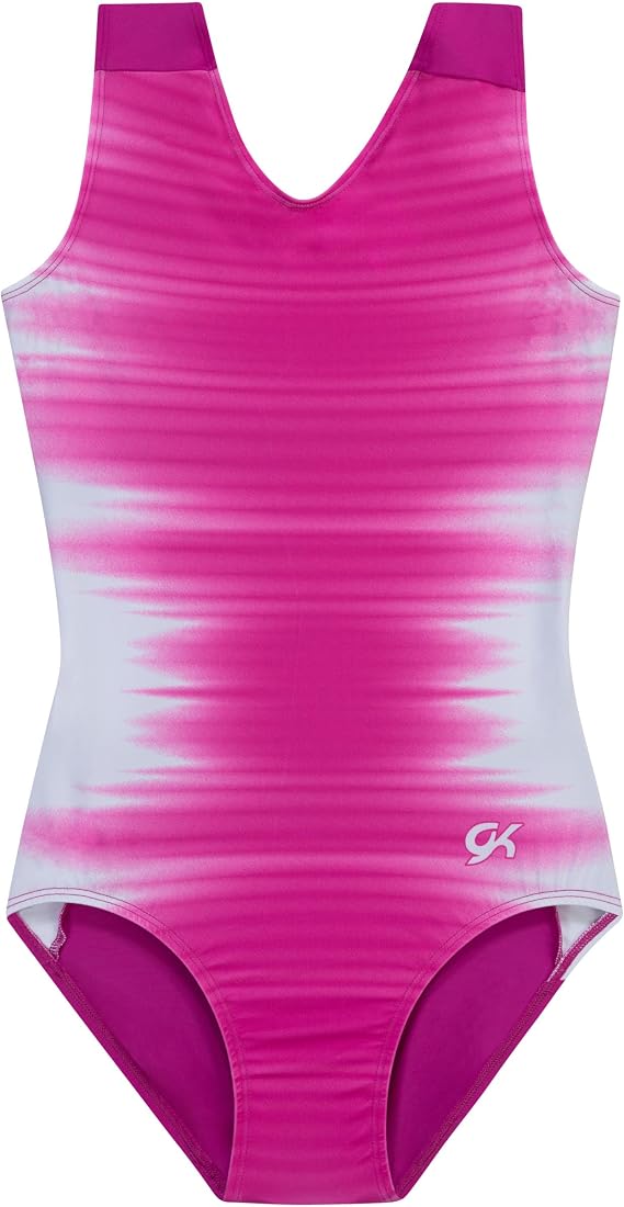 GK Girls Fierce Fade Gymnastics Leotard - Rainbow Dance Outfit with Matching Scrunchie for Toddlers, Children, Juniors