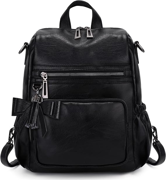 UTO Women Backpack Purse Leather Vegan Ladies Fashion Designer Rucksack Convertible Travel Shoulder Bag with Tassel
