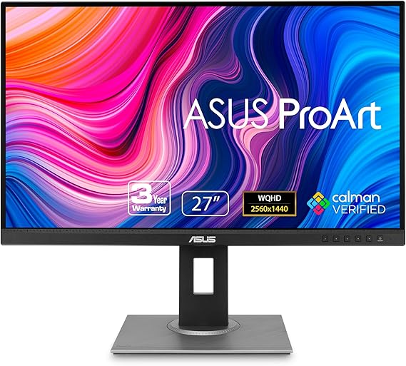ASUS ProArt Display PA278QV 27 WQHD 2560 x 1440 Monitor, 100% sRGBRec. 709 E < 2, IPS, DisplayPort HDMI DVI-D Mini DP, Calman Verified, Eye Care, Anti-Glare, Tilt Pivot Swivel Height Adjustable