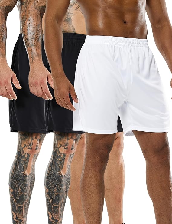 MIER 3-Pack Pocketless Soccer Shorts for Men Quick Dry Athletic Apparel