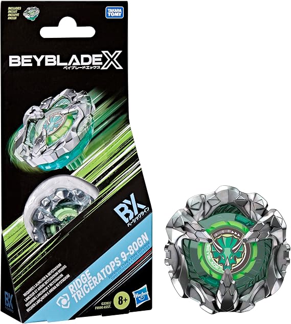 BEY BLADE X Ridge Triceratops 9-80GN Booster Pack Set with Takara Tomy Defense Type Top, Battling Tops Game Toys, Ages 8+
