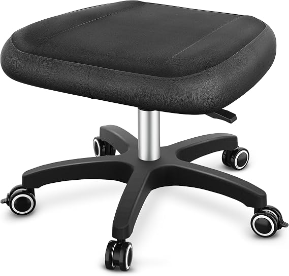 TASALON Adjustable Height Rolling Footrest Stool with Lockable 360 Wheels | Multi-use rest ottoman suitable for home, office workstation and video gaming scenarios