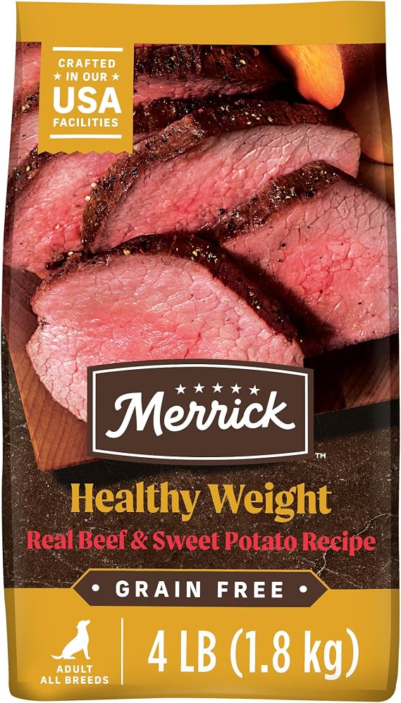Merrick Premiuml Grain Free Weight Management Beef Dry Dog Food 4lb Bag