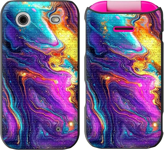for HMD Barbie Case with Tempered Glass Screen Protector, Heavy-Duty Dual-Layer Protection, Shockproof TPU + Hard PC Hybrid Cover for HMD Barbie 2024, Colorful Marble