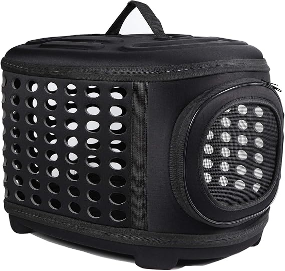 Collapsible Cat Carrier Hard, Travel Pet Carriers Bag for Small Dogs for Car Travel with Ventilation Guinea Pig 2 Small Cats Carrier Cage Dog Crate (Black)