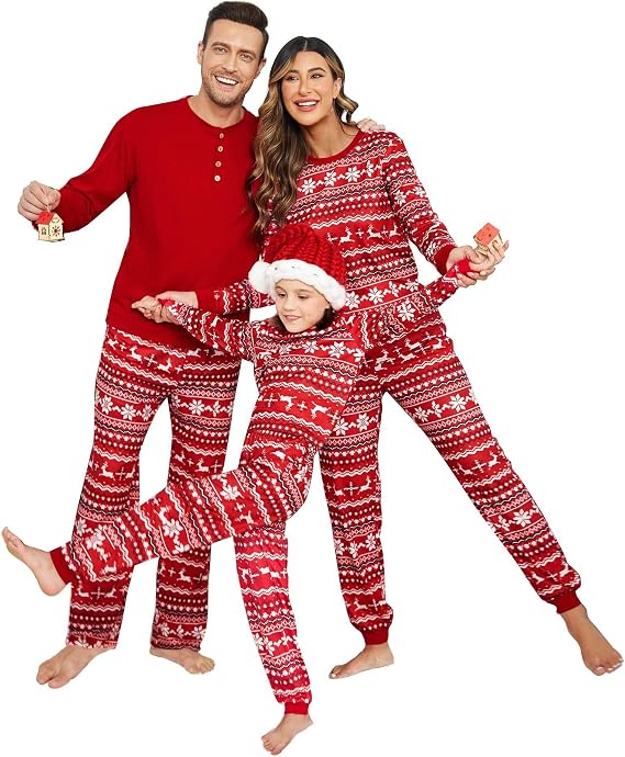 Ekouaer Family Christmas Pajamas Matching Sets Xmas Womens Mens Kids Pets | Family Christmas Pajamas Matching Sets, Size for women, men, girls,boys, kids,Dog's,Cat's,Long Sleeve Top +Pants +Bandanas.