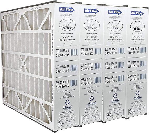 Trion Air Bear MERV 13 Air Purifier Filter Replacement with Factory Installed Double Gasket and Pleated Air Filter Media (4 Pack)
