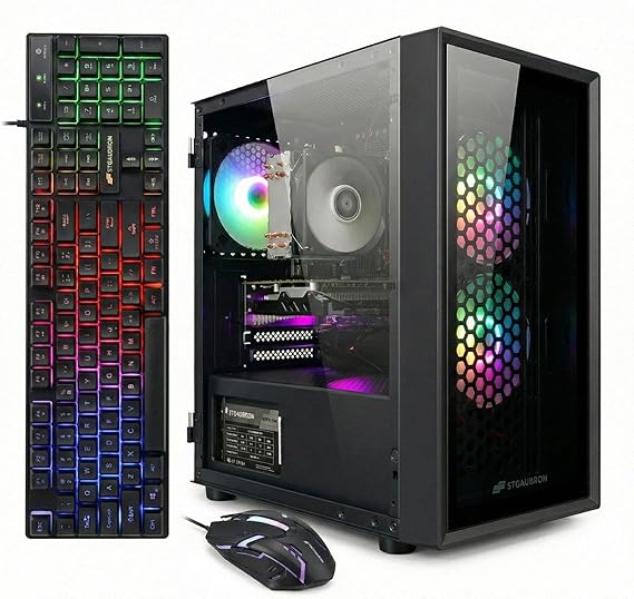 STGAubron Gaming PC Desktop,Intel i7 Xeon E5,RX 550 4G,16G RAM,512G SSD
