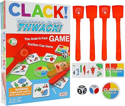 AMIGO Games CLACK! Thwack! The Grab-It-Fast Suction Cup Game! rolls the dice, find a match, and Thwack! Ideal for Families or Kids ages 6