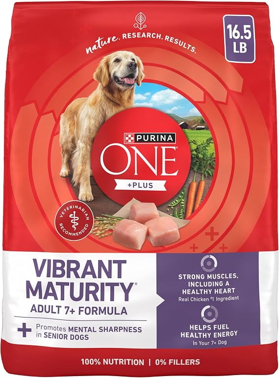 Purina ONE High Protein Dry Senior Dog Food Plus Vibrant Maturity Adult 7 Plus Formula - 16.5 Lb. Bag