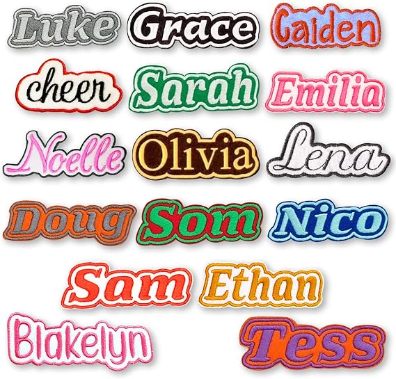 Custom Embroidered Name Patches - Personalized Any Text - Iron on, Sew on, Hook & Loop - Premium Felt Fabric - Multiple Sizes, Fonts & Colors - Gift for Birthday, Christmas