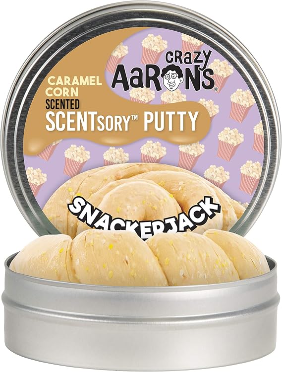 Crazy Aaron's SCENTsory Scented Thinking Putty, Snackerjack, 2.75" Tin - Carmel Corn Scented Yellow Putty Toy - Stretch, Play and Create - Soft, Fluffy Texture Never Dries Out
