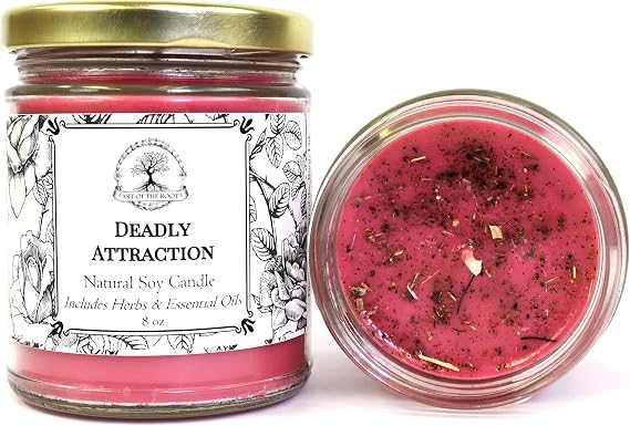 Deadly Attraction 8 oz Soy Herbal Spell Candle for Seduction, Passion, Love & Attraction Hoodoo Wiccan Pagan Conjure