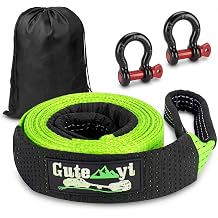 8 Ton Tow Rope, High Strength Car Tow Rope, 5m Heavy Duty Tow Rope, with 2 Reinforced Hooks, Storage Bag, Winch rope for Off Road Emergencies