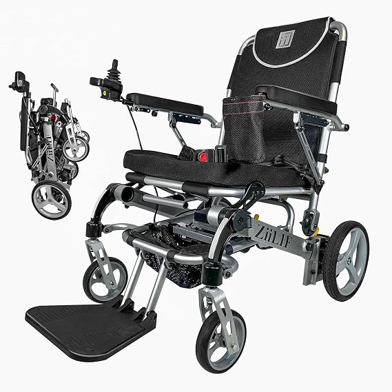 ZiiLIF Ultra Lightweight(42.1 lbs) Foldable Electric Wheelchair - Airlines Approved, Easy Turn, Long Range, Intelligent Power Wheelchair for Seniors, Travel Ready . (White)