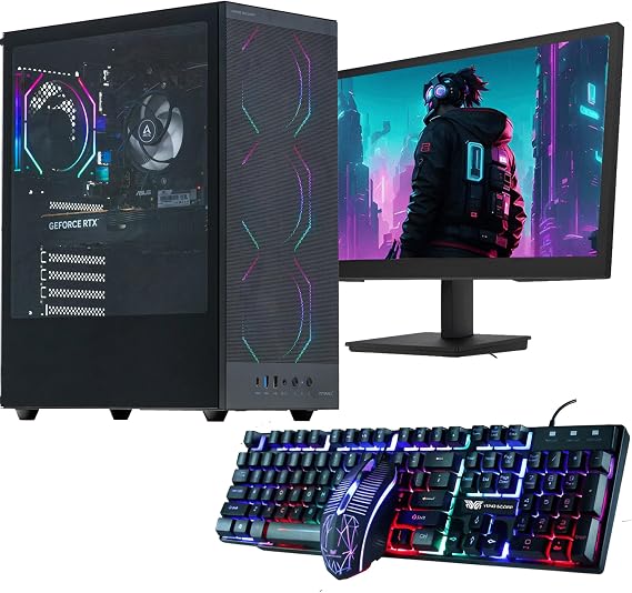 Veno Scorp Gaming PC Bundle with 22" Monitor, Intel Core i7 3rd Gen 3.9GHz, 16GB RAM, 256GB SSD, 1TB HDD, GTX 750 4GB Graphics Card, Windows 11, WiFi, Titan RGB Case, 500W PSU