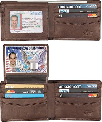 Wallet for Men-Genuine Leather RFID Blocking Bifold Stylish Wallet With 2 ID Window