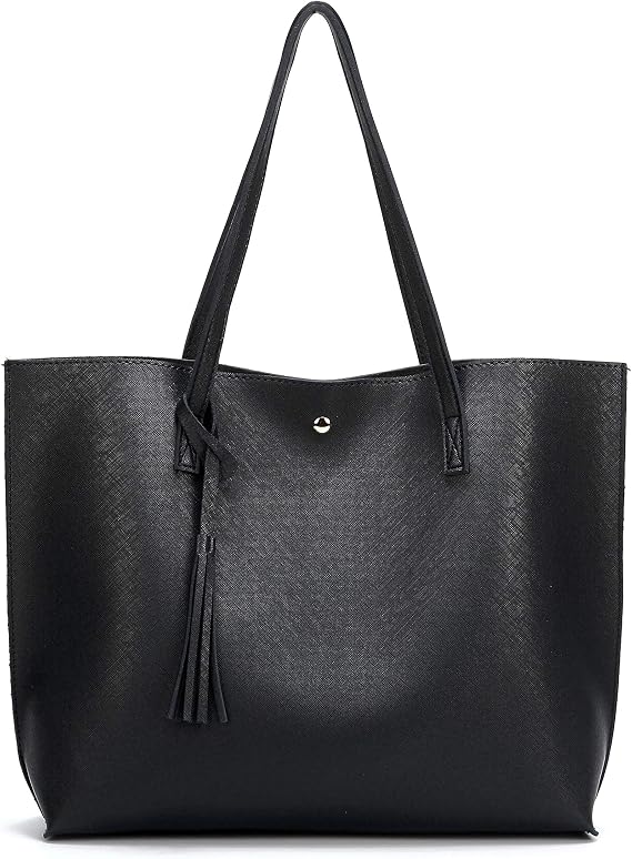 Women Tote Bags Top Handle Satchel Handbags PU Faux Leather Tote Bag with Tassel Shoulder Purse