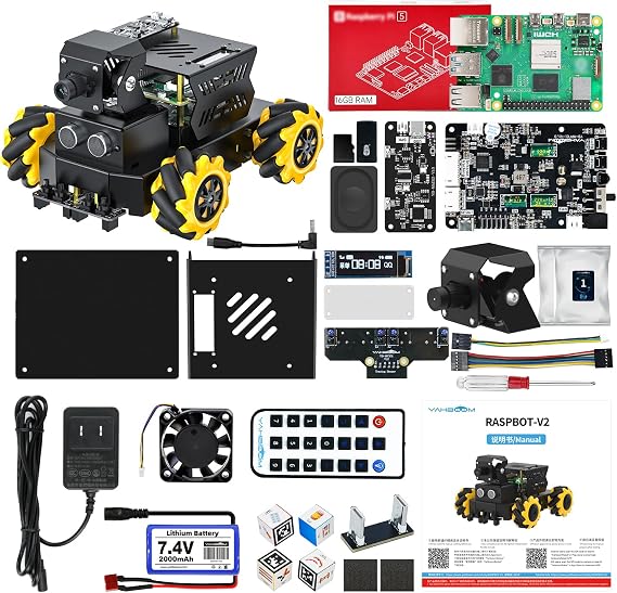 Yahboom RPi 5 ROS2 Robot Car 360°Movement, AI Vision & Tracking, Integrated Multimodal Large AI Model OpenRouter, AI Voice Interaction (Superior with RPi5-16GB)