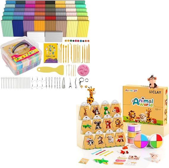 Aestd-ST Polymer Clay 50 Colors & Air Dry Clay Kit - Animal Them