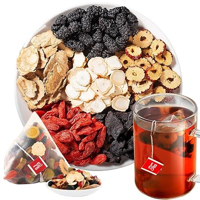 DOZO Ginseng Five Treasures Tea Mens Maca Herbal Tea Wubao Tea 5.64oz160g 20bag Maca Ginseng Mulberry Goji Berry Jujube Polygonatum
