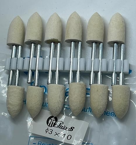 TechDiamondTools Kit of Wool Bobs for Rotary Tools, Mandrel Mounted, 12 Pieces 10 mm Size for Machine polishing, Grinding and Cleaning