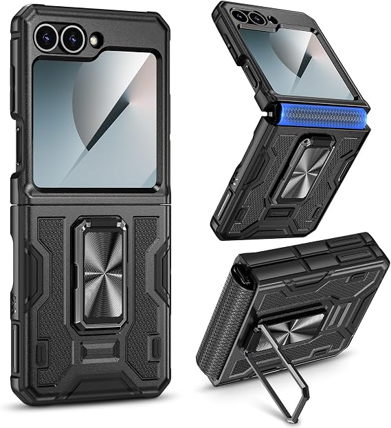 VEGO for Samsung Z Flip 6 Case with Stand & Built-in Screen Protector