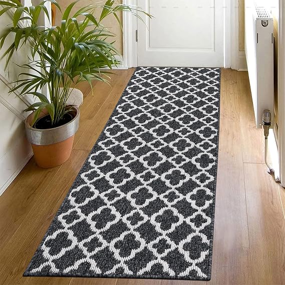 SHACOS Hallway Runner Non Slip 50x150 cm, Washable Carpet Runners Black