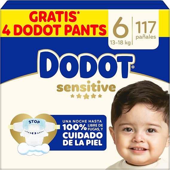 Dodot Baby Sensitive Diapers, Size 6 (+13 kg), 117 Nappies + 4 Activity