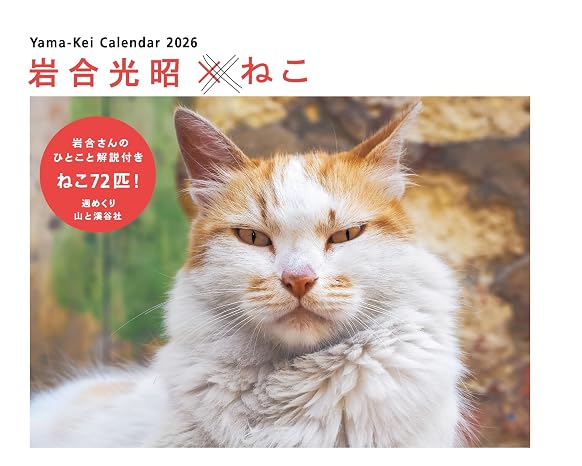 カレンダー2026 岩合光昭×ねこ（週めくり/卓上・リング/猫 子猫） ヤマケイカレンダー2026