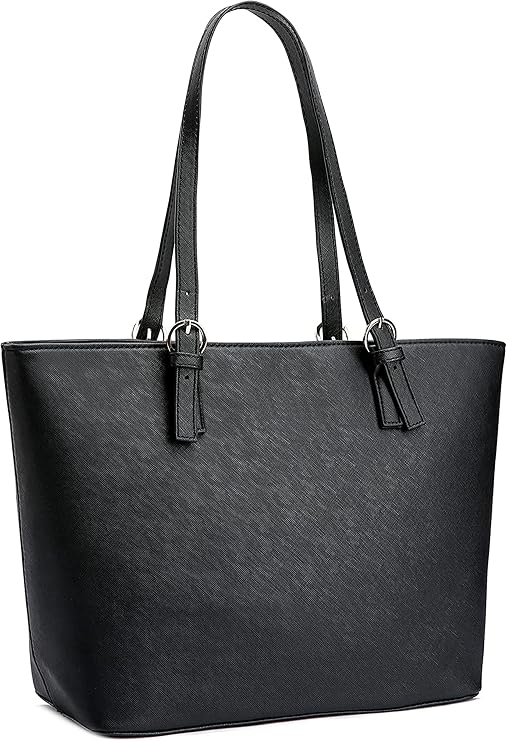 WEDMAY Women's Black School Handbag, Large Tote Bag with Adjustable Straps