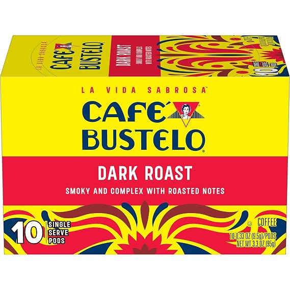 Cafe Bustelo Dark Roast, Single Serve Coffee Pods, 10 Count (Pack of 1)