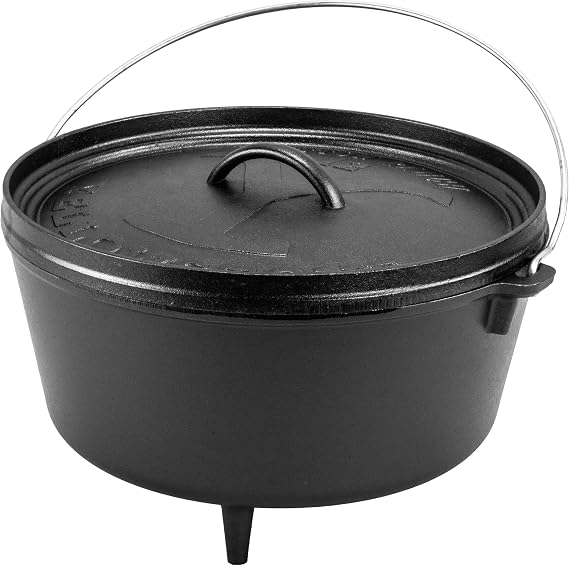 Lodge Yellowstone Pre-Seasoned Cast Iron Dutch Oven, 8 Quart | Power Y Signature Handle Yellowstone Cast Iron Dutch Oven for Oven, Stove, Grill & Campfire & Campfire