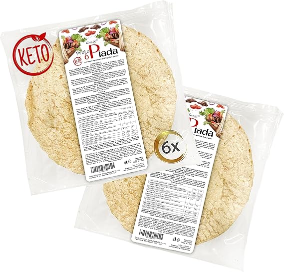 Keto Protein Wraps Line@ - 0,3g Sugars, 8,8g Protein per wrap - Tortillas Keto Snack, high Protein, Low Calories (12 Wraps (2 packs of 6 wraps, 480g))